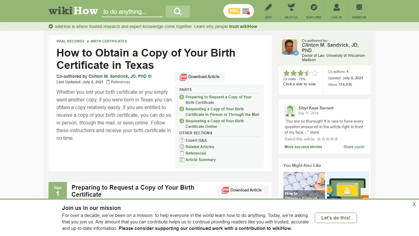 How to Obtain a Copy of Your Birth Certificate in Texas: 12 Steps - wikiHow