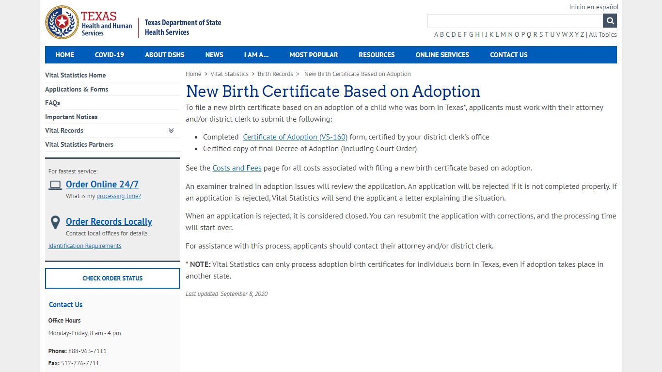 New Birth Certificate Based on Adoption - Texas